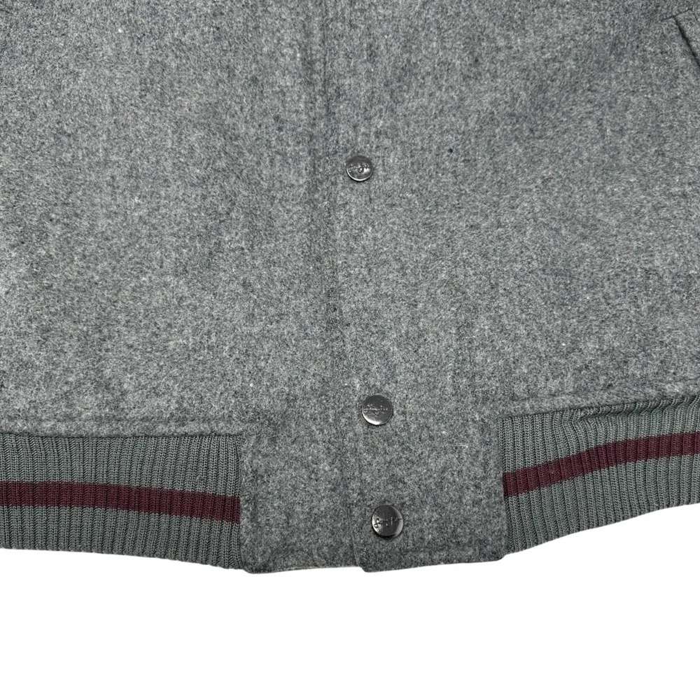 SEAN JOHN‎ Vintage Mens Grey Varsity Bomber Jacket Embroidery Snap Pockets XL